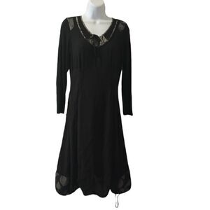 in Front Lennon black artsy balloon hem textured dress size EUR 36 US M